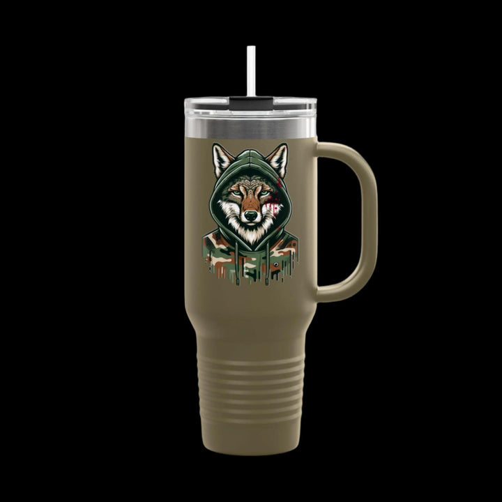 Coyote in Bloody Hoodie Insulated Travel Mug 40oz