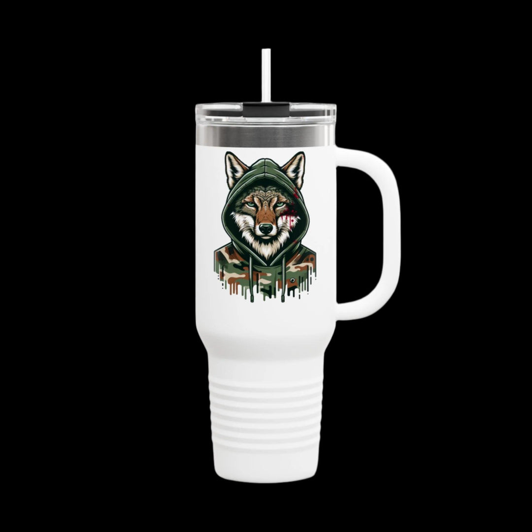 Coyote in Bloody Hoodie Insulated Travel Mug 40oz