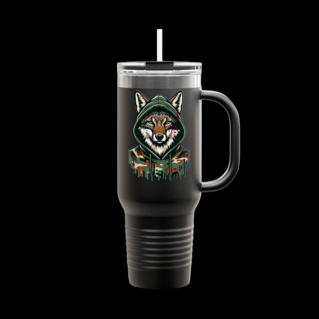 Coyote in Bloody Hoodie Insulated Travel Mug 40oz