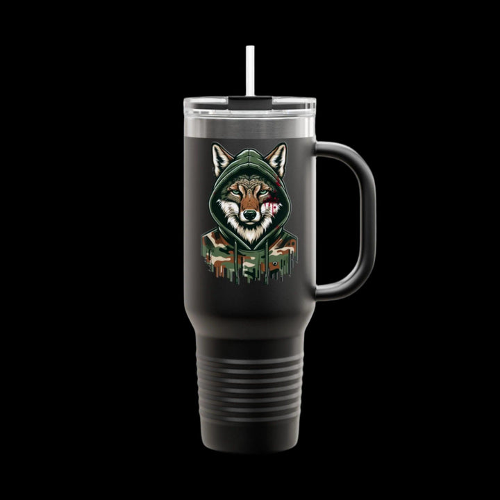 Coyote in Bloody Hoodie Insulated Travel Mug 40oz